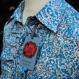 Don Smith's ruffle shirt in Liberty 'Lagos Laurel'